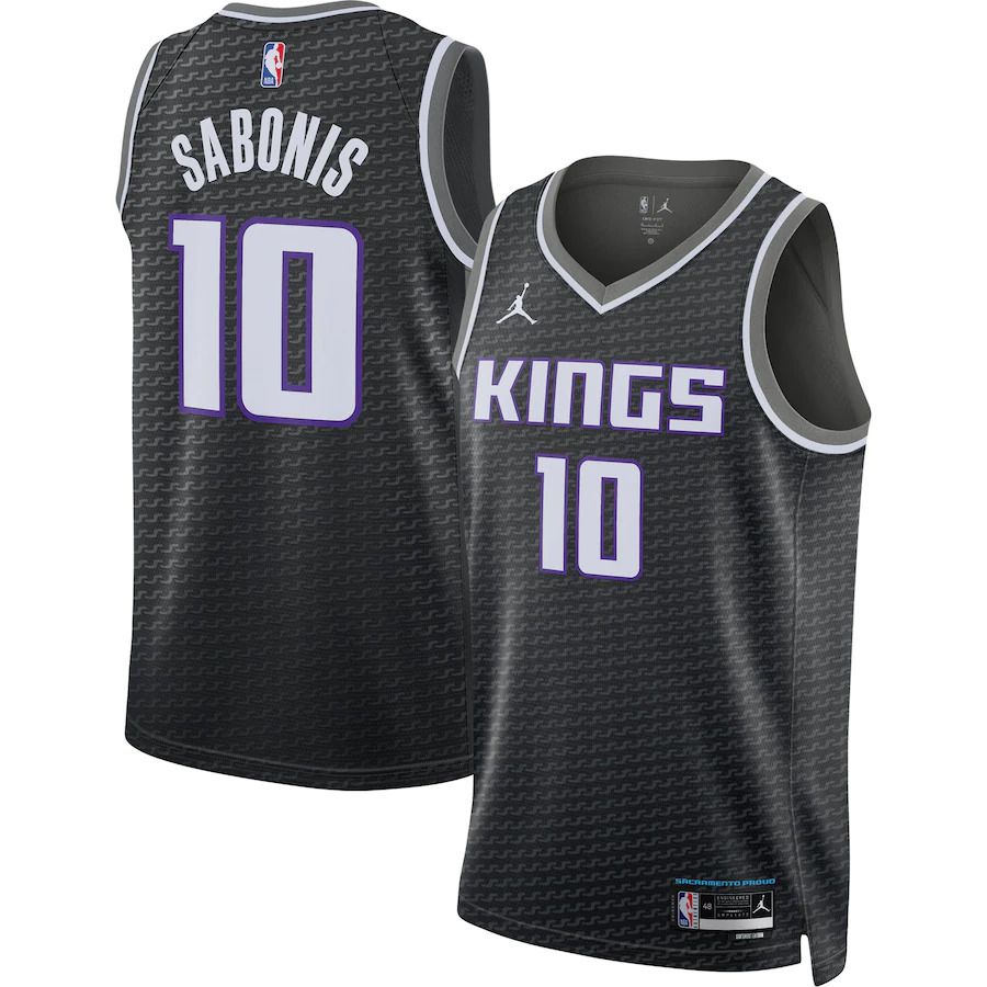 Men Sacramento Kings 10 Domantas Sabonis Jordan Brand Black 2022-23 Statement Edition Swingman NBA Jersey